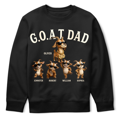 3D Effect Goat Dad And Kids - Personalized T Shirt