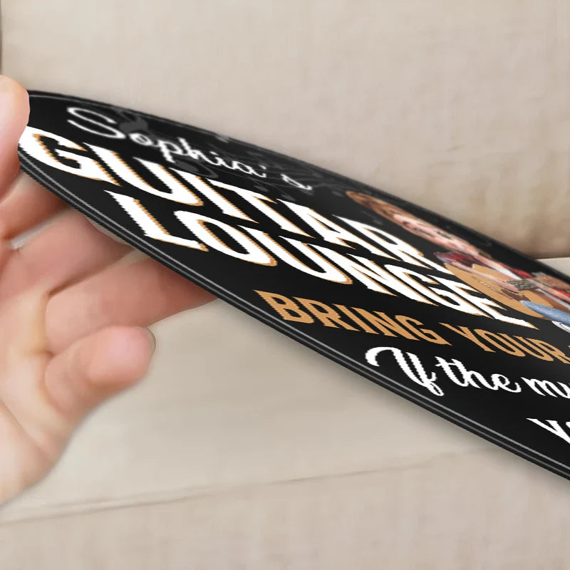 3D Effect Guitar Player Music Lounge - Personalized Custom Shaped Metal Sign