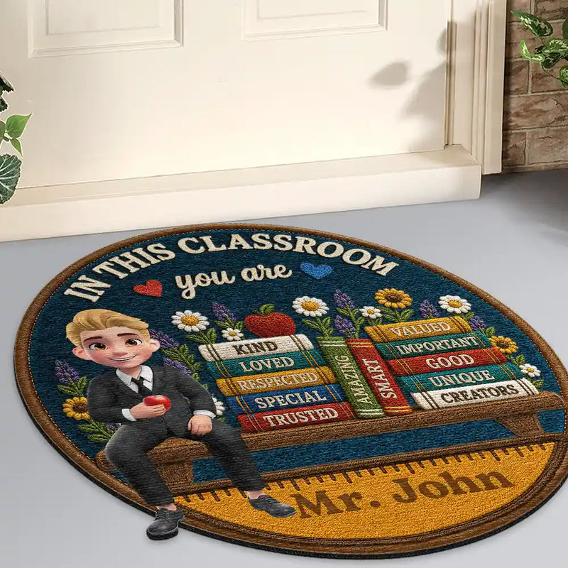 3D Effect In This Classroom You Are Kind Loved - Personalized Custom Shaped Doormat