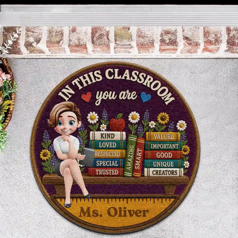 3D Effect In This Classroom You Are Kind Loved - Personalized Custom Shaped Doormat