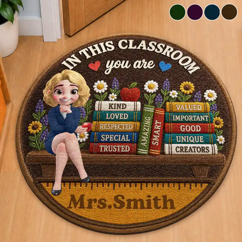 3D Effect In This Classroom You Are Kind Loved - Personalized Custom Shaped Doormat