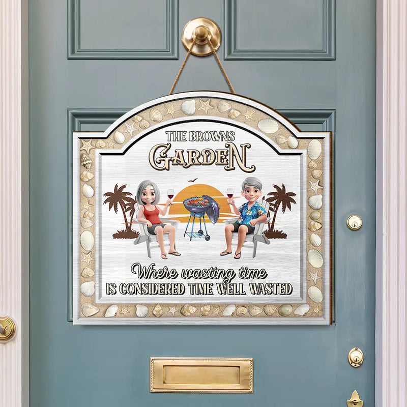 3D Effect Sea Shells Frame Poolside Paradise - Personalized Custom Shaped Wood Sign