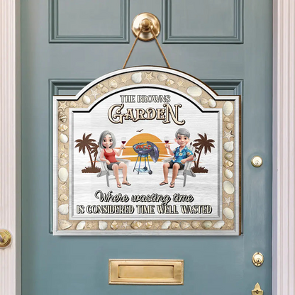 3D Effect Sea Shells Frame Poolside Paradise - Personalized Custom Shaped Wood Sign
