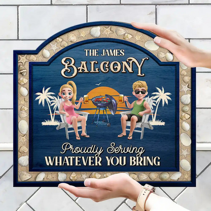 3D Effect Sea Shells Frame Poolside Paradise - Personalized Custom Shaped Wood Sign