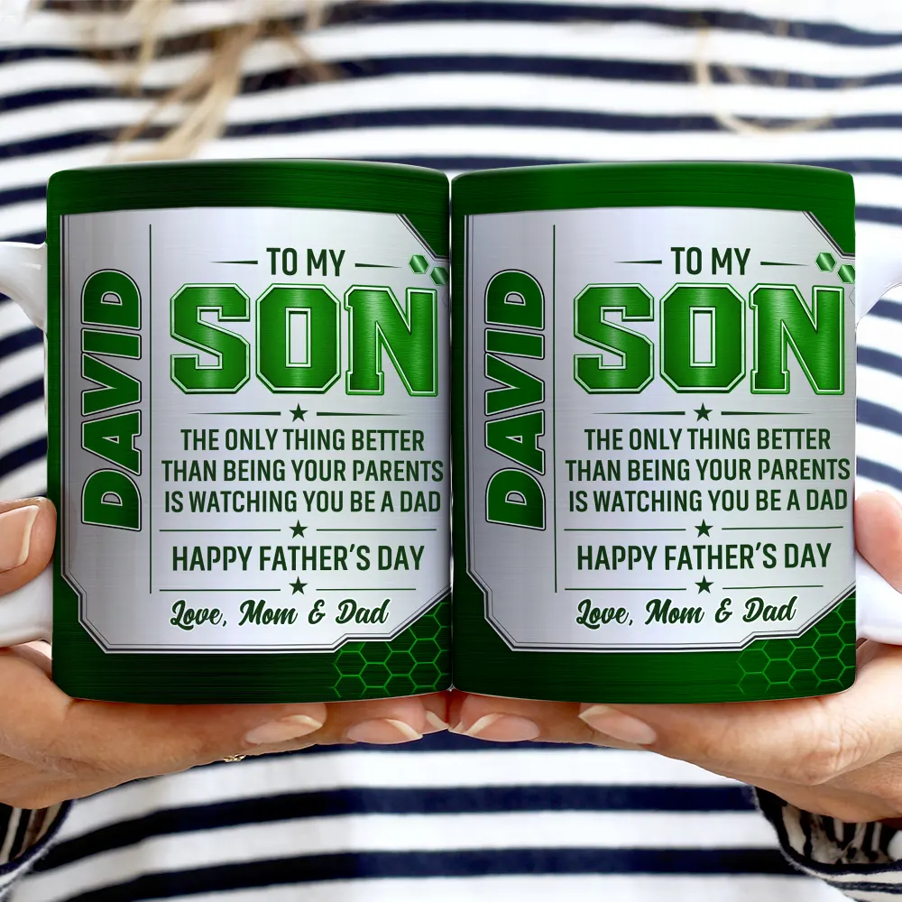 3D Metal Effect Watching You Being A Dad - Personalized White Edge-to-Edge Mug