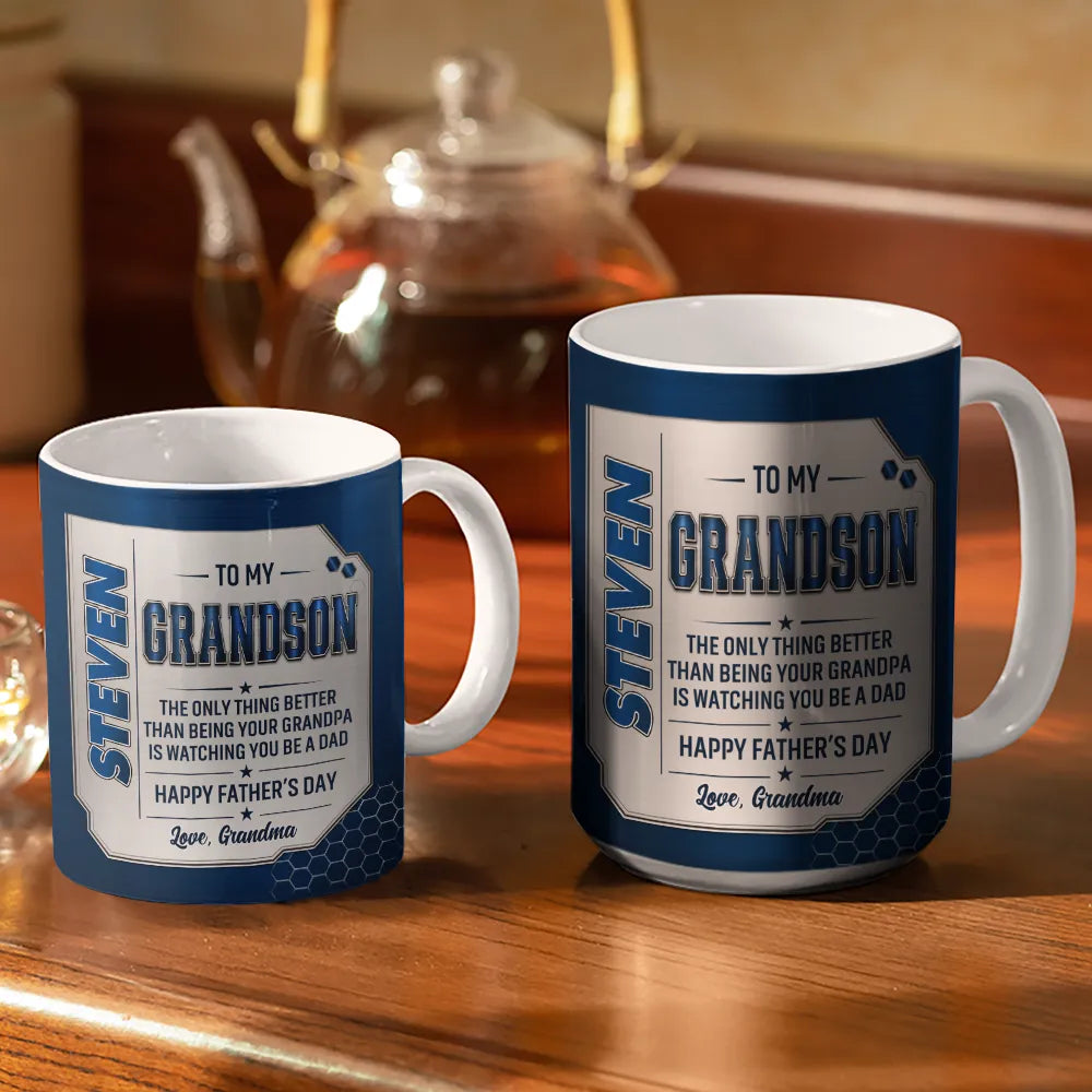 3D Metal Effect Watching You Being A Dad - Personalized White Edge-to-Edge Mug