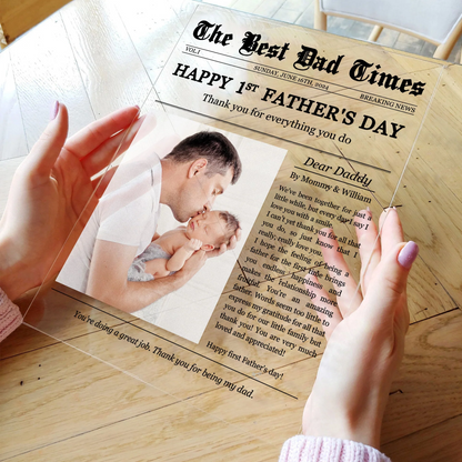 Father's Day Gifts, Happy 1st Father's Day Thank You For Everything - Personalized Acrylic Photo Plaque
