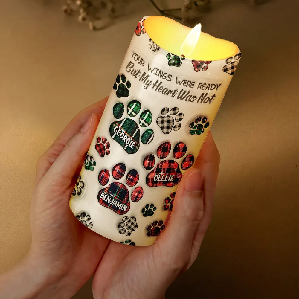 Memorial Dog Cat You Left Paw Prints On My Heart - 3D Inflated Effect Printed, Personalized Flameless LED Candle