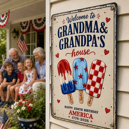 Welcome to Grandma Grandpa's House, 250th Anniversary - Personalized Metal Sign - Summer Decor