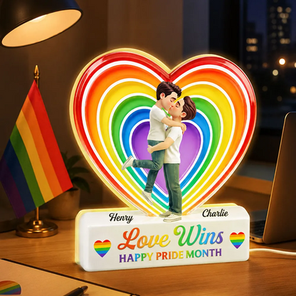 LGBT+ Couple Forever Love Is Love - Personalized Light Box - Gift For Couple, Happy Pride Month