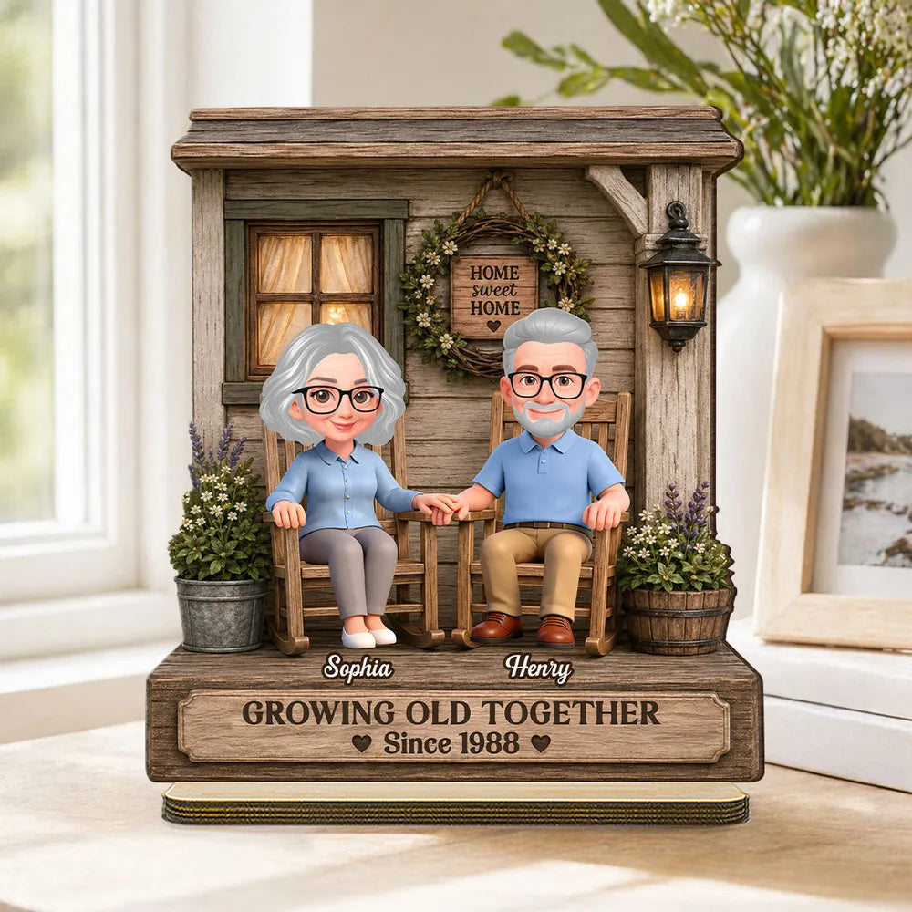 Eternal Love Couple Growing Old Together - Personalized Wooden Plaque - Anniversary Gift For Couple