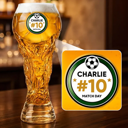 World Cup 2026 Match Day Football Soccer Game - Personalized Trophy Beer Glass - Birthday Gift for Him, Gift for Dad