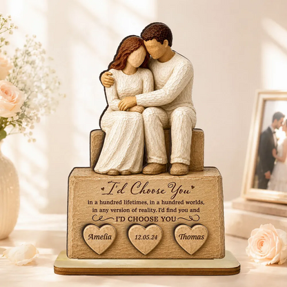 I'd Choose You Husband and Wife Couple - Personalized Wooden Plaque - Heartfelt Anniversary Gift for Her, for Him