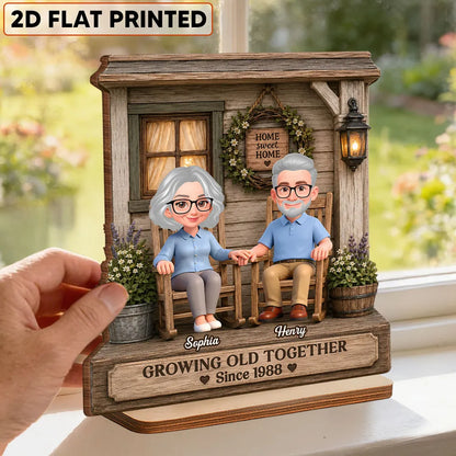 Eternal Love Couple Growing Old Together - Personalized Wooden Plaque - Anniversary Gift For Couple
