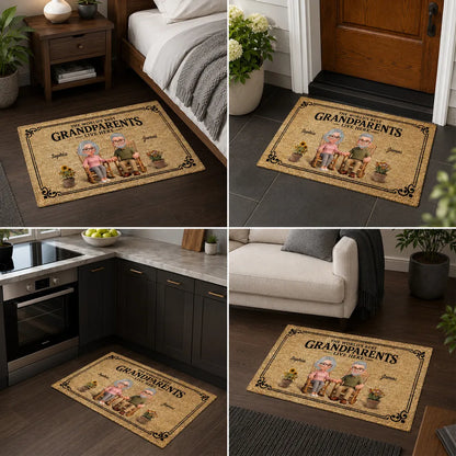 World's Best Grandparents Live Here - Personalized Doormat - Home Decor Gift, Grandkids Welcome Decorations