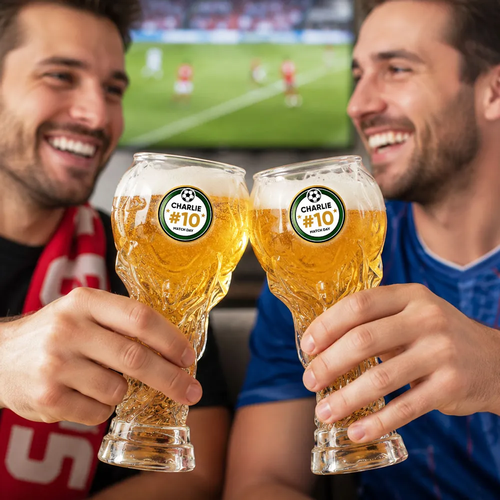 World Cup 2026 Match Day Football Soccer Game - Personalized Trophy Beer Glass - Birthday Gift for Him, Gift for Dad