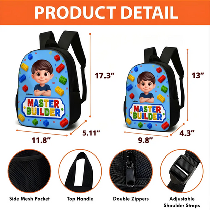 Master Builder for Boys Girls - Personalized Backpack - Back to School Backpack for Kids