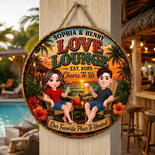 Our Favorite Place To Unwind - Personalized Wood Sign - Gift For Couple, Summer Decorations