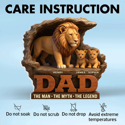 Lion Dad The Man The Myth The Legend - Personalized Acrylic Block Plaque - Cool Father's Day Gift For Dad
