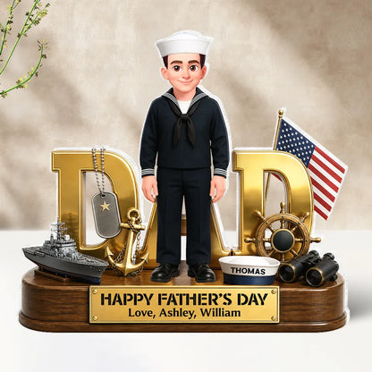 Proud American Navy Dad You Are Our Hero - Personalized Acrylic Block Plaque - Father's Day Gift For Dad