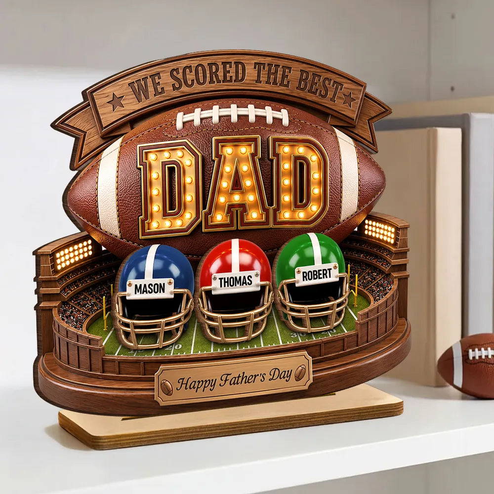 American Football Best Dad - Personalized Wooden Plaque - Father's Day Gift For Dad, Husband