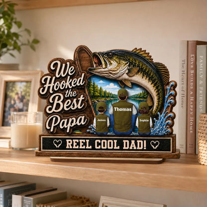 We Hooked The Best Grandpa Back View 2D Flat - Personalized  Wooden Plaque - Father's Day Gift For Fishing Lovers