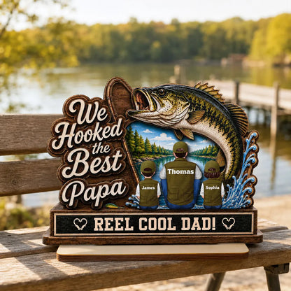 We Hooked The Best Grandpa Back View 2D Flat - Personalized  Wooden Plaque - Father's Day Gift For Fishing Lovers