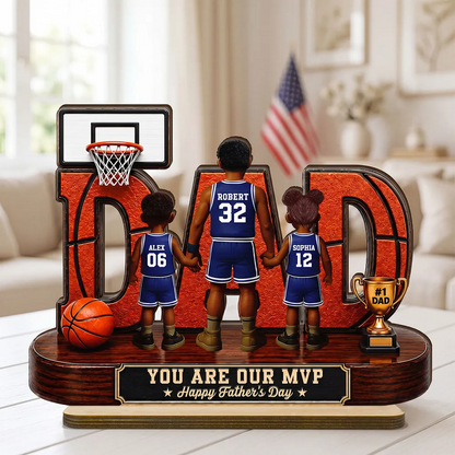 Basketball Dad Legend You Are Our MVP - Personalized Wooden Plaque - Unique Trending 2026 Father's Day Gift For Dad, Husband, Basketball Fans