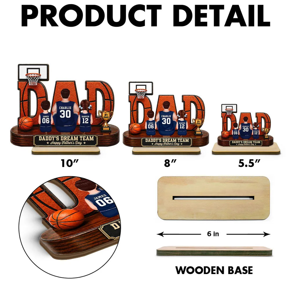 Basketball Dad Legend Daddy's Dream Team - Personalized Wooden Plaque - Unique Trending Father's Day Gift For Dad, Husband, Basketball Fans