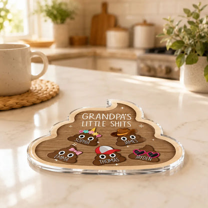 Grandpa's Little Turds - Personalized Acrylic Fridge Magnet - Funny Father's Day Gift For Grandpa