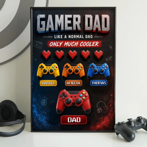 Gamer Dad Much Cooler - Personalized Poster - Father's Day Gift for Gamer Dad, Husband