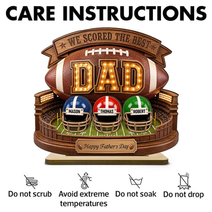 American Football Best Dad - Personalized Wooden Plaque - Father's Day Gift For Dad, Husband