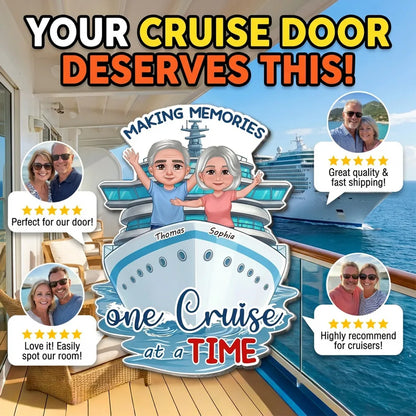Making Memories One Cruise At A Time Happy Couple - Personalized Cruise Ship Door Magnet - Cruise Trip Keepsake
