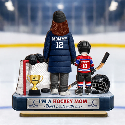 I'm A Hockey Mom And Kids - Personalized Wooden Plaque - Mother's Day Gift for Hockey Mom