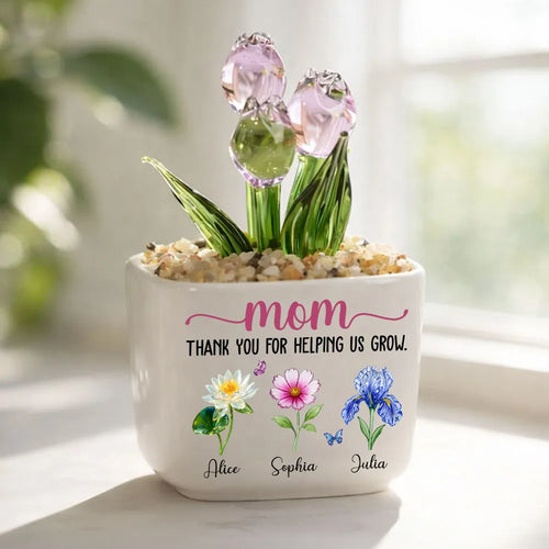 Thank You For Helping Me Grow - Personalized Custom Glass Everlasting Tulips