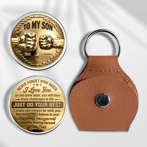 To My Son I Believe In You Gold - Personalized Custom Pocket Hug
