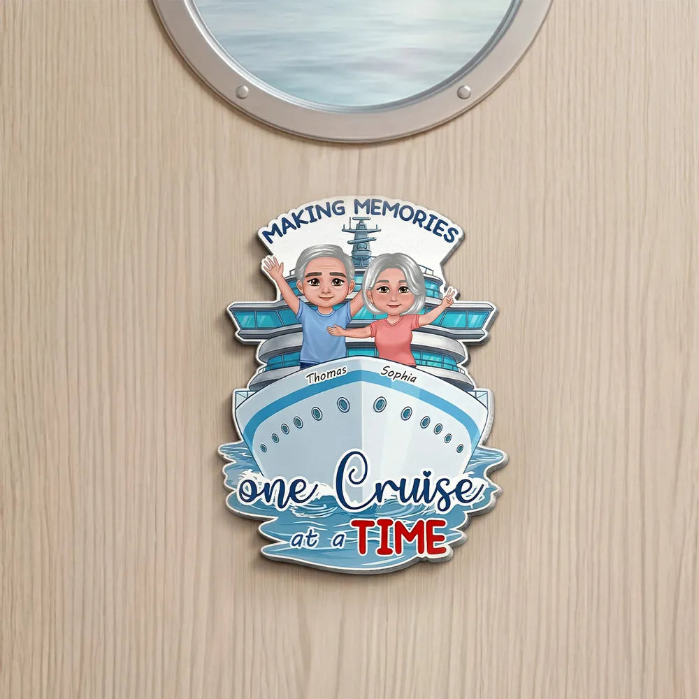 Making Memories One Cruise At A Time Happy Couple - Personalized Cruise Ship Door Magnet - Cruise Trip Keepsake