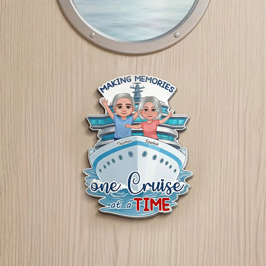 Making Memories One Cruise At A Time Happy Couple - Personalized Cruise Ship Door Magnet - Cruise Trip Keepsake