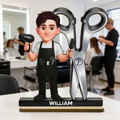 Wooden Plaque Hairdresser Cartoon With Scissors Salon Decor A Unique Creative Gift For Hairstylists