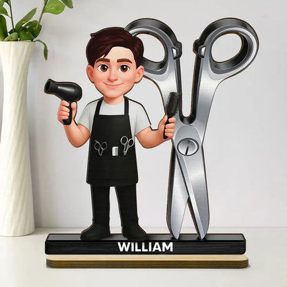 Wooden Plaque Hairdresser Cartoon With Scissors Salon Decor A Unique Creative Gift For Hairstylists