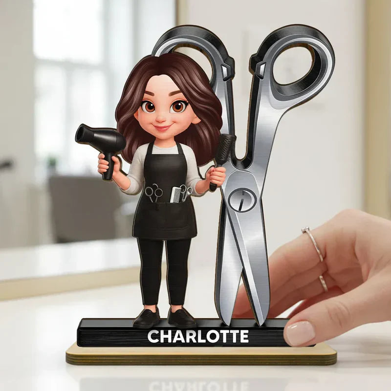 Wooden Plaque Hairdresser Cartoon With Scissors Salon Decor A Unique Creative Gift For Hairstylists