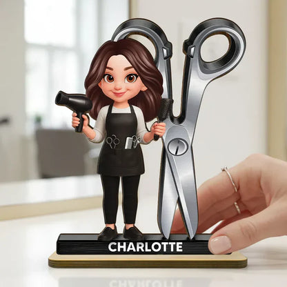 Wooden Plaque Hairdresser Cartoon With Scissors Salon Decor A Unique Creative Gift For Hairstylists