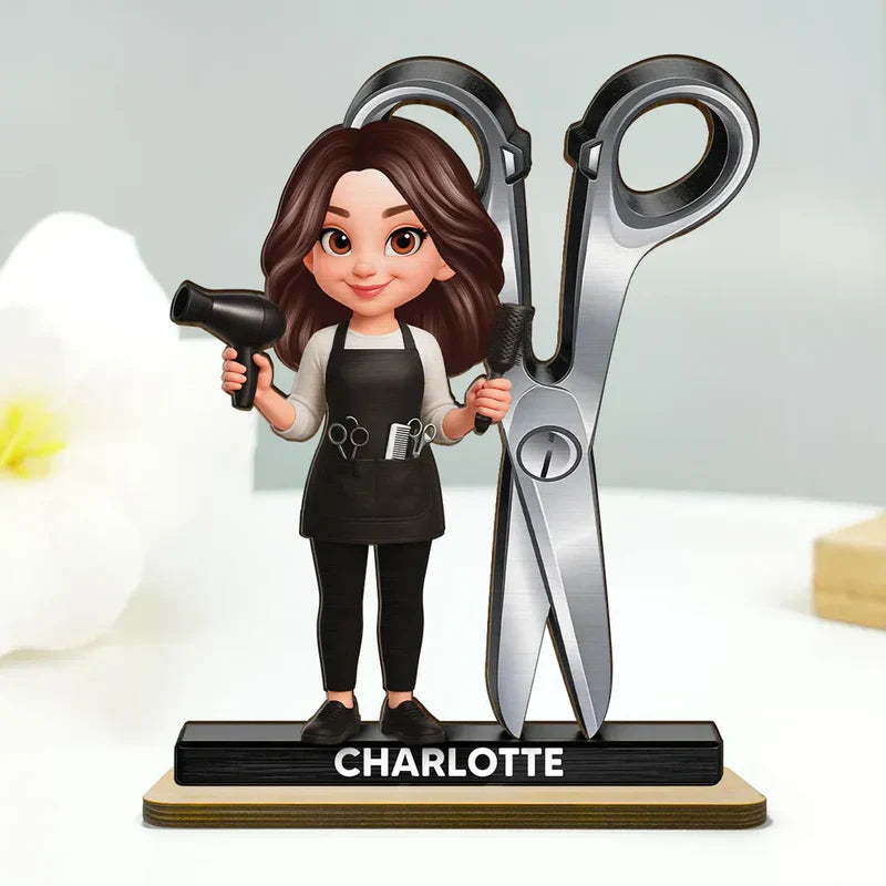 Wooden Plaque Hairdresser Cartoon With Scissors Salon Decor A Unique Creative Gift For Hairstylists