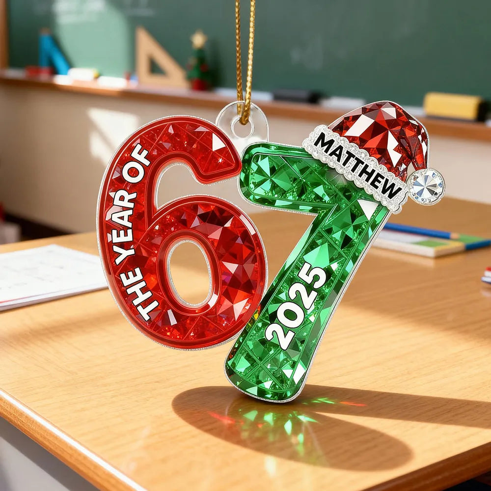 3D Shining Effect 67 Six Seven 2025 Slang Christmas - Personalized Acrylic Ornament - Funny Christmas Gift For Teen, Grandkid, Gen Alpha