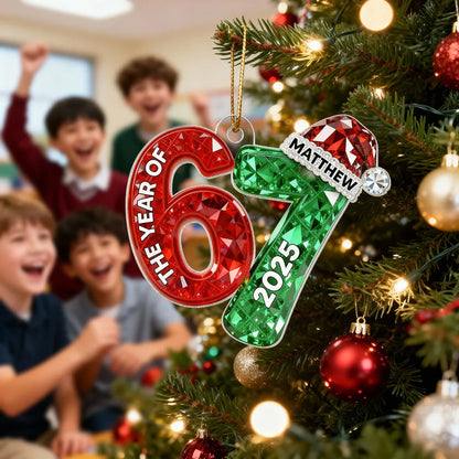 3D Shining Effect 67 Six Seven 2025 Slang Christmas - Personalized Acrylic Ornament - Funny Christmas Gift For Teen, Grandkid, Gen Alpha