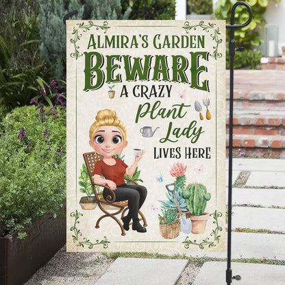 Plant Lady Lives Here - Personalized Custom Flag