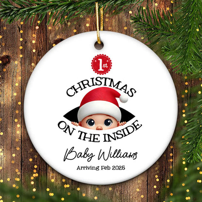 Personalized Baby's First Christmas On the Inside Ornament, Custom Pregnancy Reveal Ornament, Expecting Parents