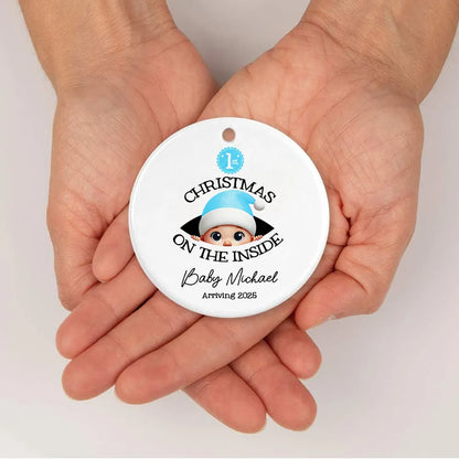 Personalized Baby's First Christmas On the Inside Ornament, Custom Pregnancy Reveal Ornament, Expecting Parents
