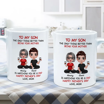 Heartfelt Tribute From Mom To Son Personalized Ceramic Mug, Father's Day Gift For Son