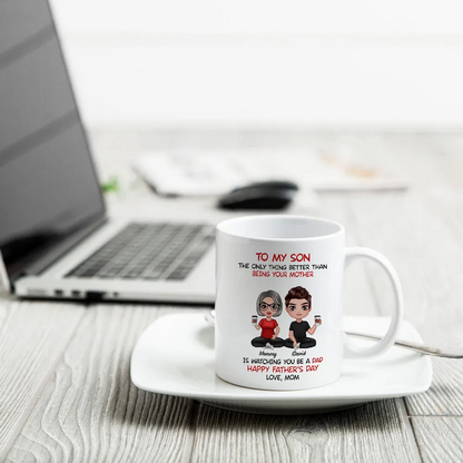 Heartfelt Tribute From Mom To Son Personalized Ceramic Mug, Father's Day Gift For Son